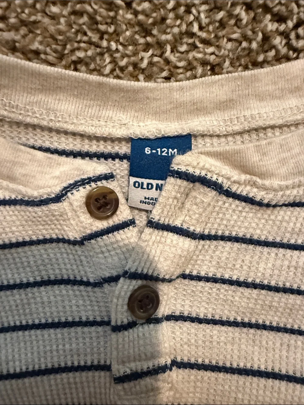 Old Navy Cream and Navy Striped Baby Footie